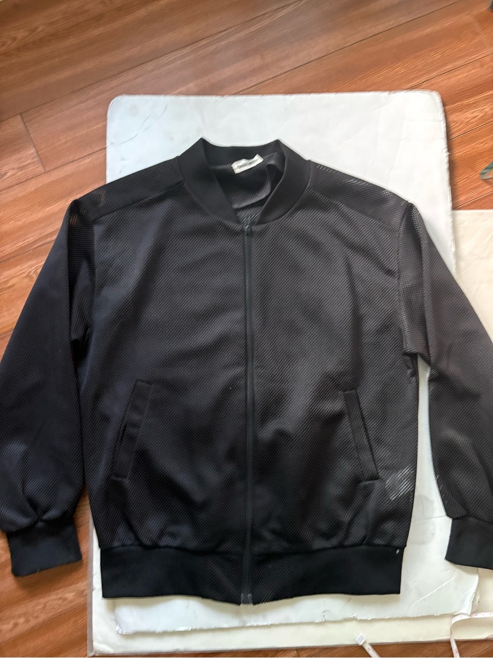 Mesh Black Bomber Jacket - Classic Zip Front